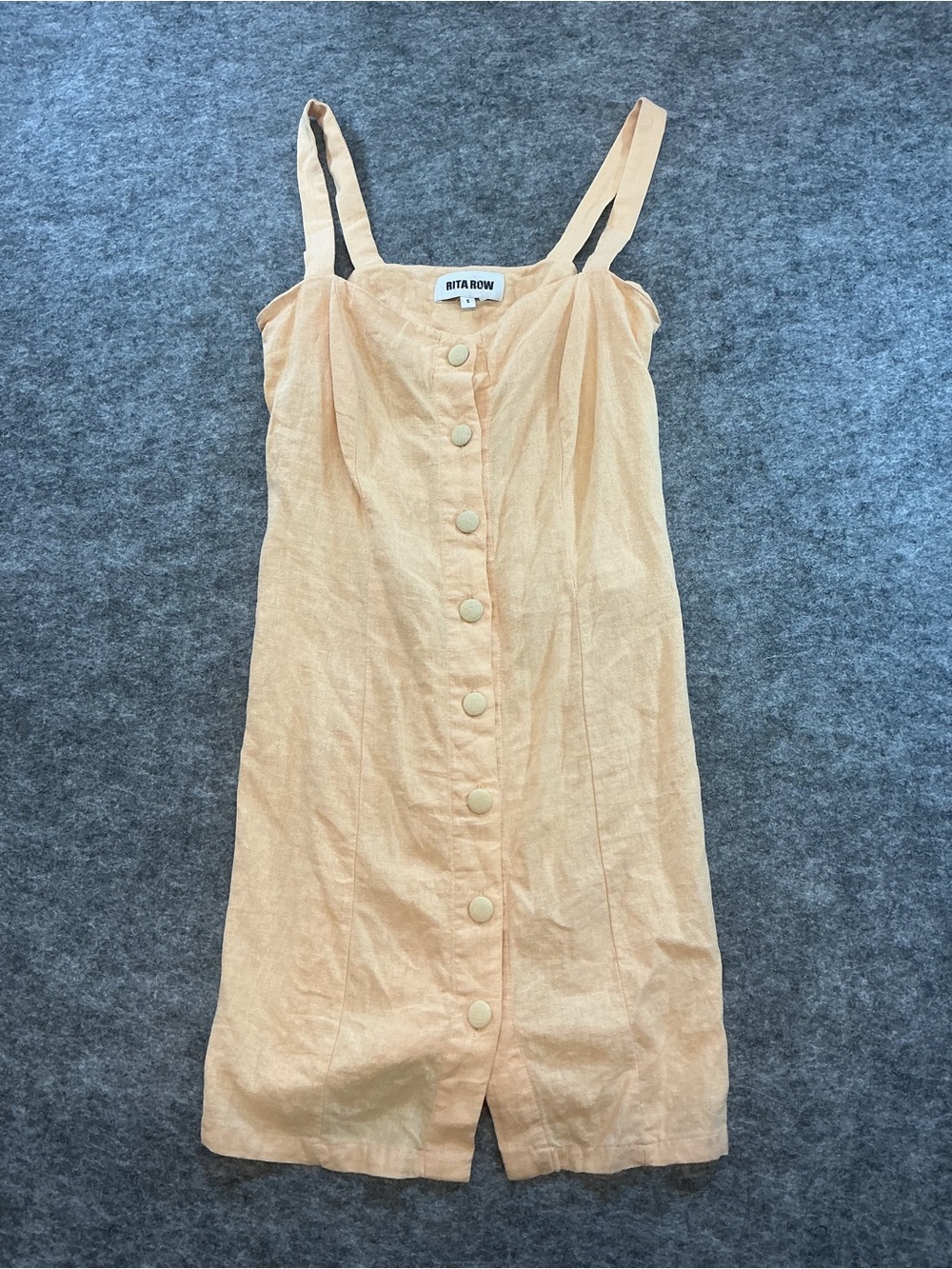 Rita Row Peach Button-Front Linen Dress Size S